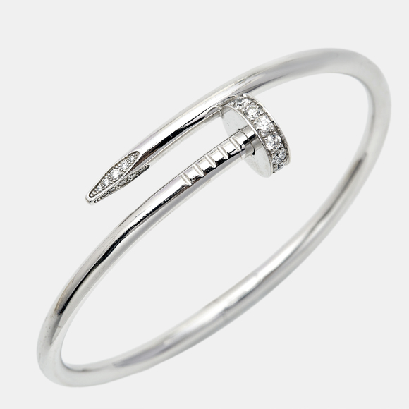 CARTIER Juste Un Clou Diamonds 18k White Gold Bracelet 16 - Picture 2 of 6